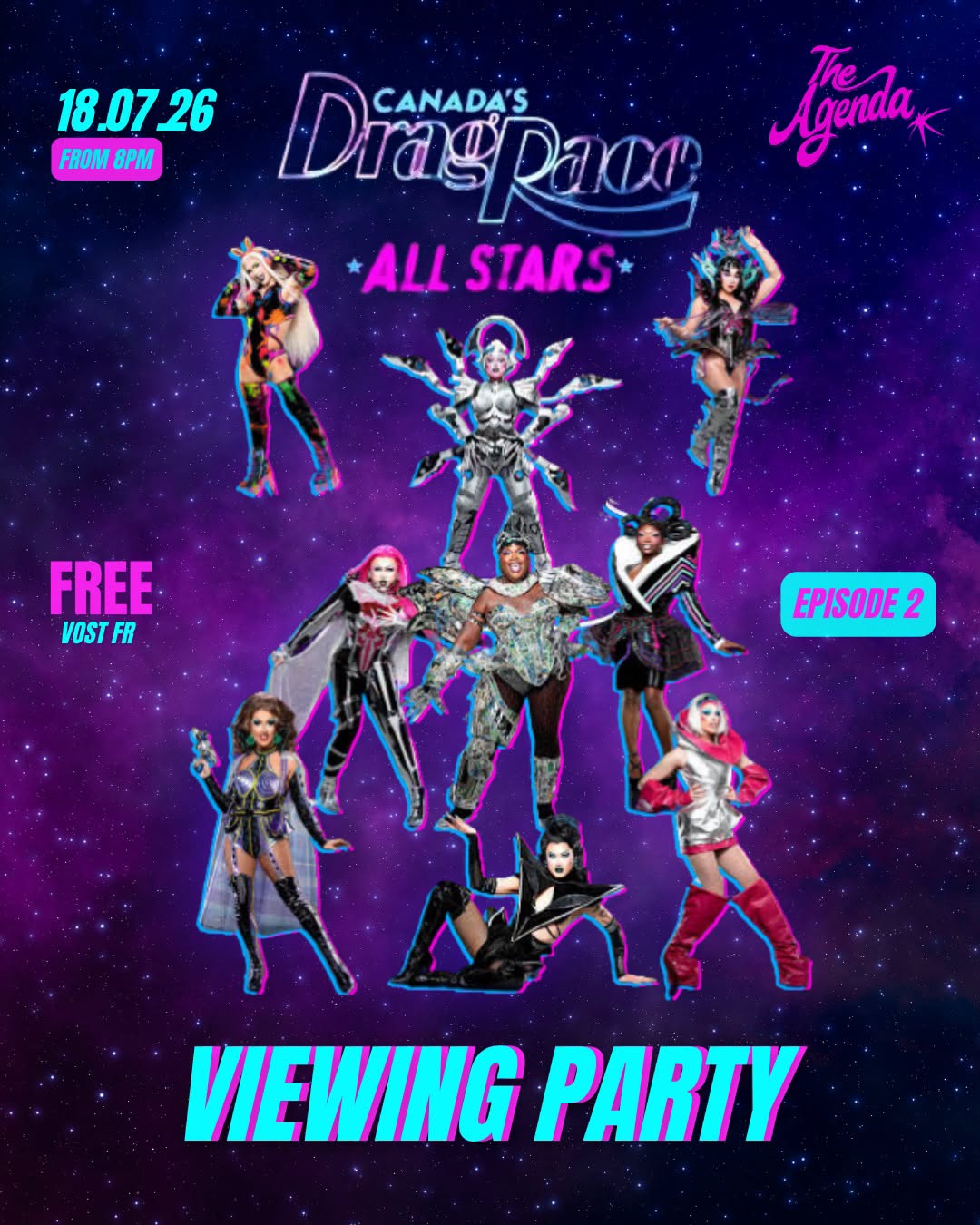 Canada's Drag Race all stars viewing party