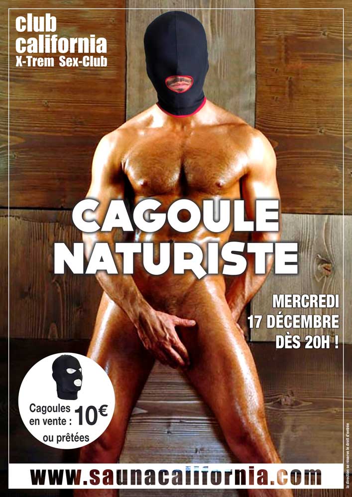 Sauna/cruising dès 12h - soirée cagoule naturiste à partir de 20h